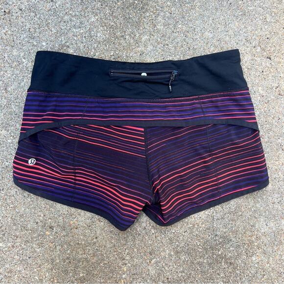 Lululemon Run Speed Shorts Red Blue Stretch - Picture 3 of 5